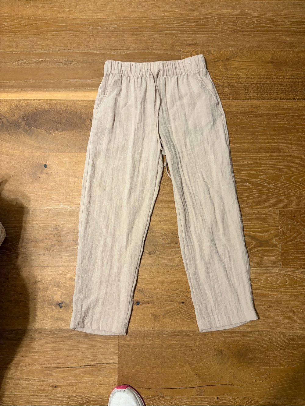 H&M Women's Light Beige Elastic-Waist Chinos